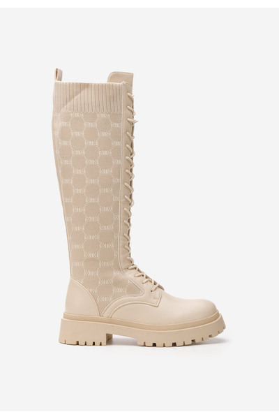 B T Shoes Αρβυλάκια ψηλα γυναικεία μπεζ Martosa