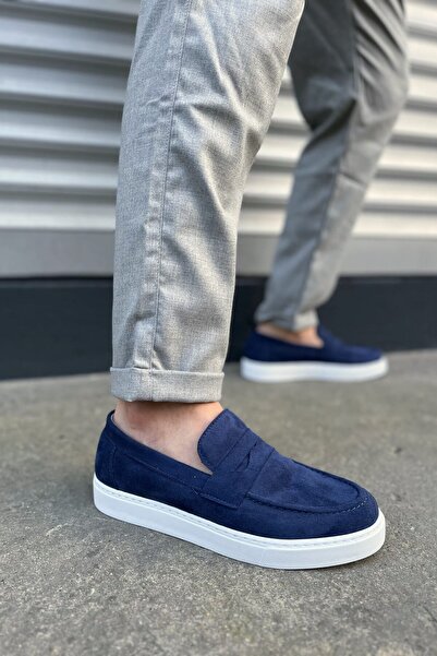 Lucy Shoes JY180 Estilo X Bağcıksız Süet Erkek Günlük Spor Klasik Ayakkabı SBT - Lacivert