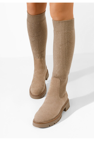B T Shoes Γυναικείες Μπότες κάλτσα Zorina χακι