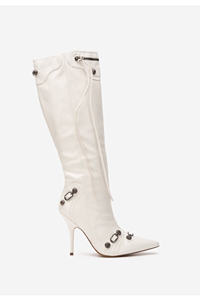 B T Shoes Bílé kozačky na jehlovém Supreme