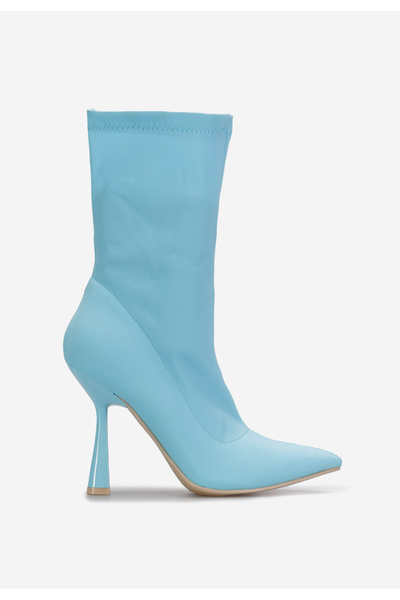 B T Shoes Svetlě modré kotníkové boty na vysokém podpatku Agata