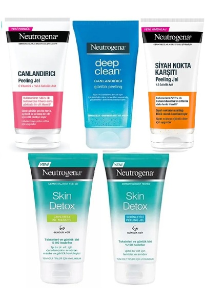 Neutrogena Skin Detox Jel ve Kil Maskesi, Canlandırıcı Günlük Peeling ve Siya...