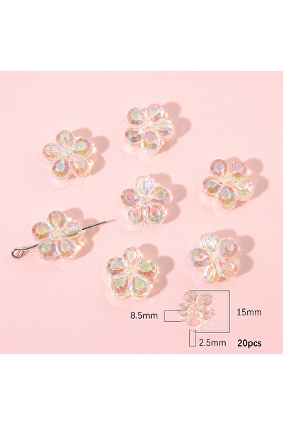Choice4 15mm 20pcs WHITE 20Pcs Acrylic Fantasy Five petal Flower Beads Scatte...