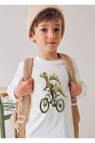 MAYORAL Krem majica za muške decu Štampano dugih rukava 4087