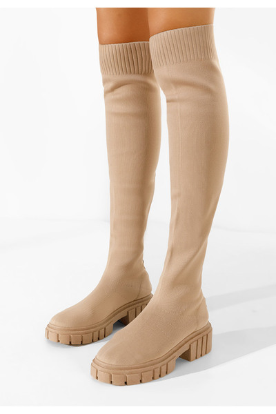 B T Shoes Khaki kozačky nad koleno Raena