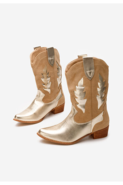 B T Shoes Zlaté kotníkové boty cowboy Wilds