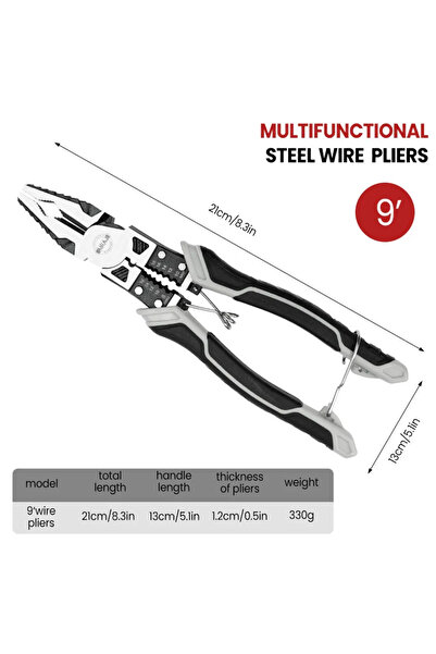 Choice1 كماشة متعددة الوظائف من AIRAJ، مقاس 9 بوصات، ذات طرف قطري، لقطع الأسل...