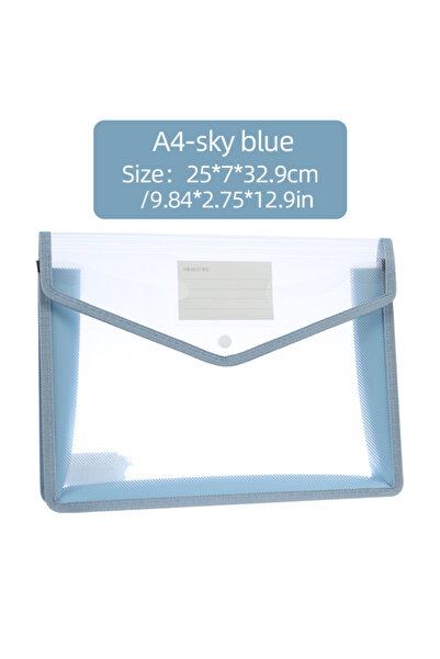 Choice sky blue 1Pcs Transparent A4 Waterproof File Folder with Press Button ...