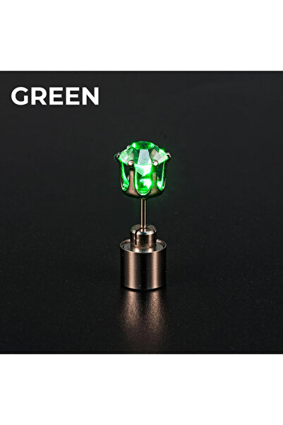 Choice قطعتان من الأقراط المربعة المرصعة بالزركون، مزينة بإضاءة LED ملونة، با...