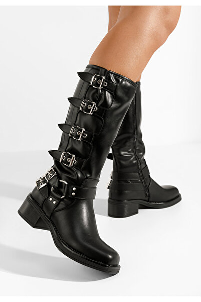 B T Shoes Μπότες με χοντρό τακούνι Silvira Μαύρα