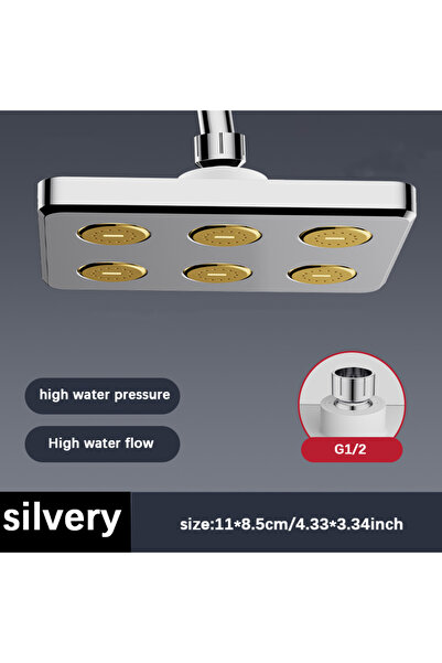 Choice3 رأس دش فضي مربع فائق الشحن مثبت على الحائط مع رأس دش علوي دوار، قم بت...