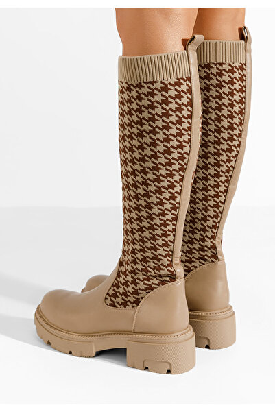 B T Shoes Khaki dámské ponožkové kozačky Lolna