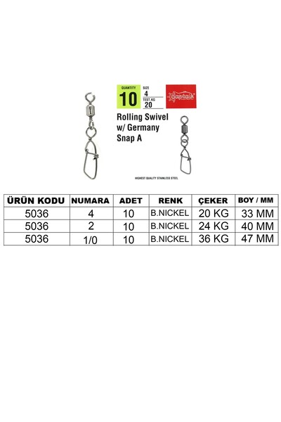 CAPTAIN 5036 Germany-A Klips 10'lu Paket Black Nikel No:4