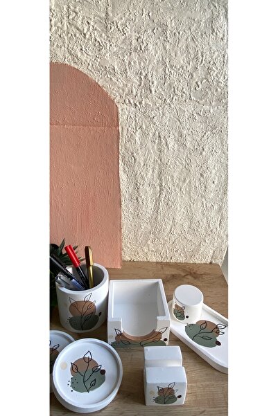 Bimumseramik Yapraklı ofis seti 7 parça organizer tutucı