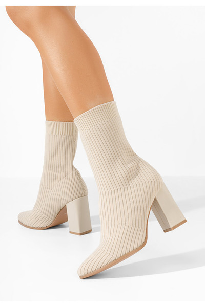 B T Shoes Daisa beige sock boots