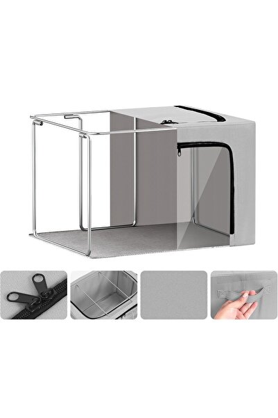 Flippy Storage Box, Flippy, with 3 Windows and Bidirectional Zipper, Steel Frame, Waterproof, 38L, 42 x 30