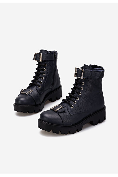 B T Shoes Modré dámské kožené workery Antonina