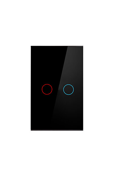 Choice4 مفتاحان يعملان باللمس، أسود اللون، AC100-240، لوحة إضاءة LED، زجاج مق...