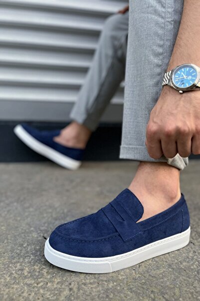 Lucy Shoes JY180 Estilo X Bağcıksız Süet Erkek Günlük Spor Klasik Ayakkabı SBT - Lacivert