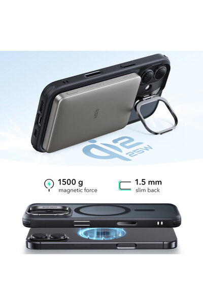 ESR Husa iPhone 17 Classic Hybrid HaloLock Kickstand, negru frost