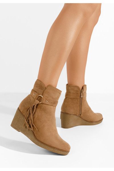 B T Shoes Allura camel platform ankle boots