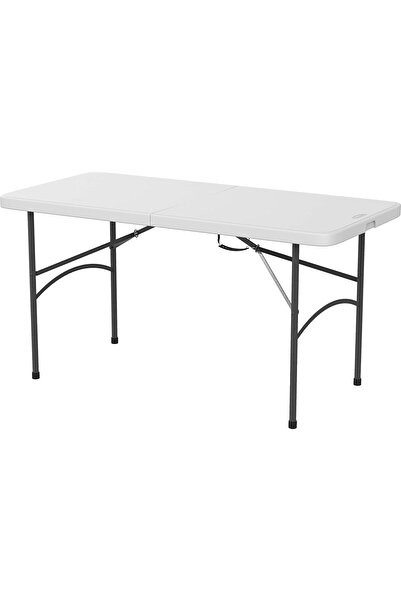 Cosmoplast طاولة نزهة بلاستيكية قابلة للطي بأرجل فولاذية، 122 سم، أبيض