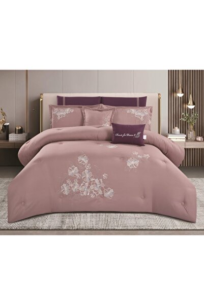 Brides طقم مفرش نفرين لحاف مايكروفايبر مطرز فاخر بجودة عالية مناسب لجميع الفص...