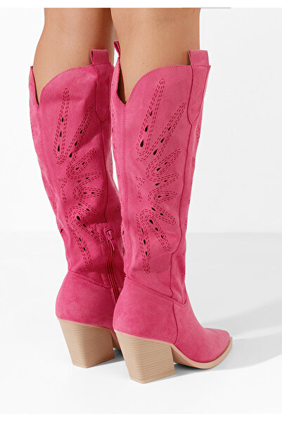 B T Shoes Fuchsiové dámské kozačky Ledora V2