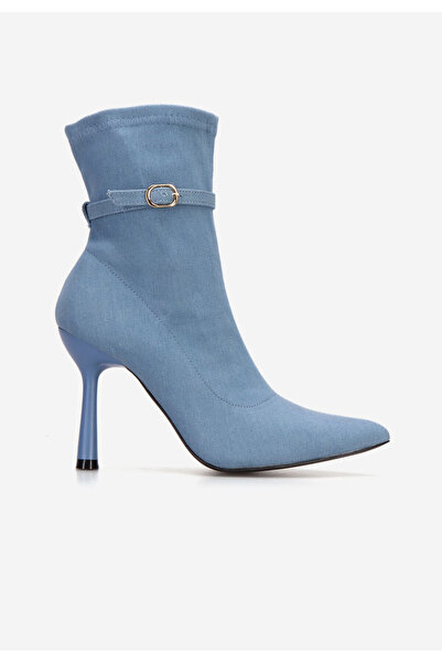 B T Shoes Modré kotníkové boty na vysokém podpatku Gioia