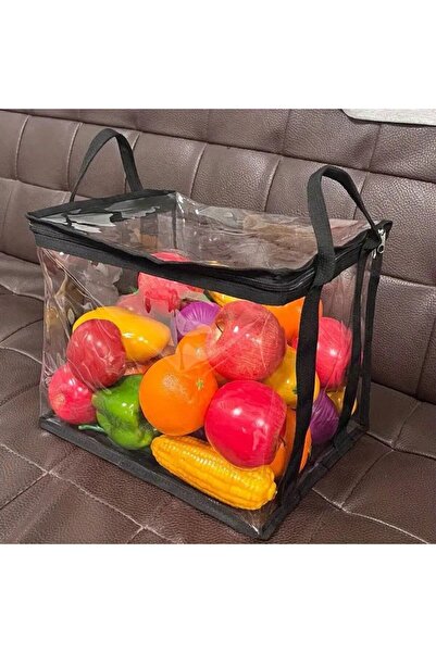 Flippy PVC+Textile Storage Box, Waterproof, 38x24x32 cm, Transparent-Black, For Books