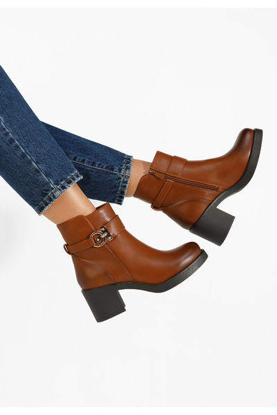 B T Shoes Μποτάκια με χοντρό τακούνι Enigma ταμπά