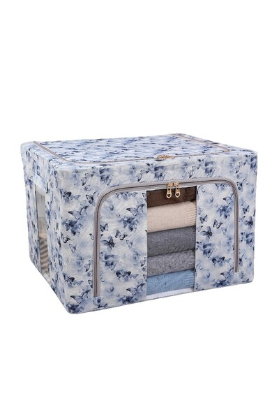 Flippy Storage Box, Flippy, 66L, Textile, 50 x 40 x 33 cm, for Clothes and Underwear, Butterfly, Blue