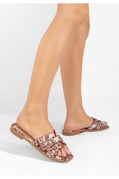 B T Shoes Červené dámské pantofle bez podpatku Vyviana