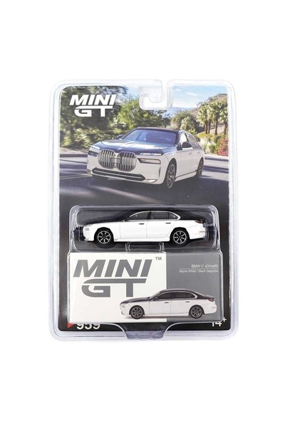 mini gt 959 1/64 BMW i7 xDrive60 Alpine White / Black Sapphire - Blister Paket MGT00959-BL