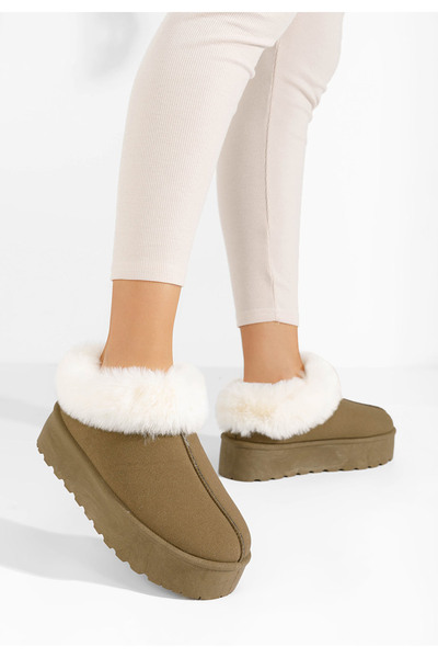 B T Shoes Zelené kotníkové zimní boty Maily