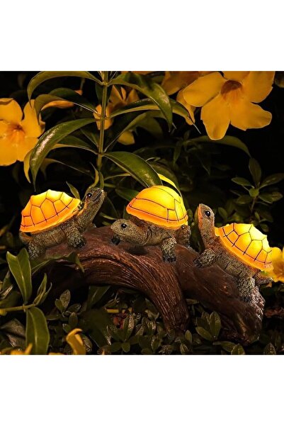 Flippy Garden Ornament - 3 Turtles on Log with Warm White LED, 22 x 12 x 15 cm, Black