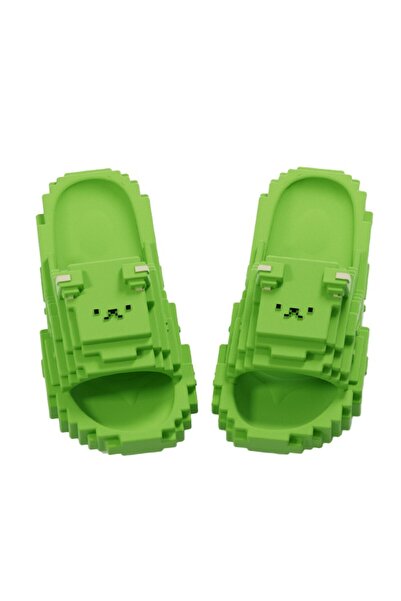 Flippy Casual Slippers for Teenagers, Unisex Pixel Design EVA Foam Non-Slip Size 40-41 Light Green