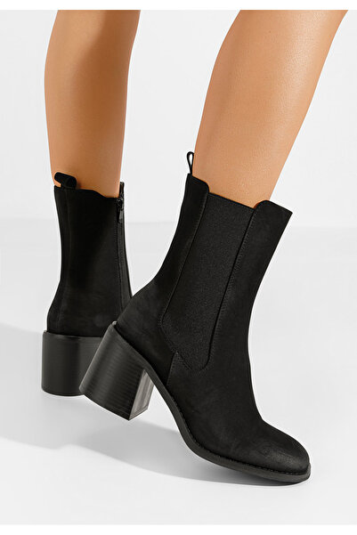 B T Shoes Μποτάκια με χοντρό τακούνι Volga Μαύρα