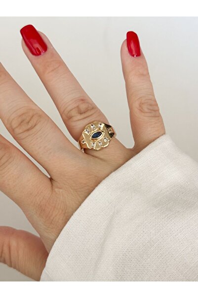 CHARMLUCKY خاتم عين حجري باللون الأزرق الداكن