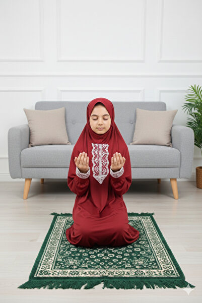 kayde Rochie de rugăciune pentru fetiță cu hijab, culoare uni