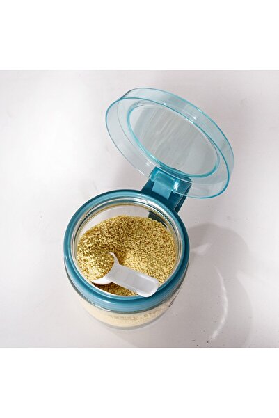 Flippy Condiment Container, Flippy, Glass, 180 ml, with Handle and Spoon, Transparent Lid, Blue