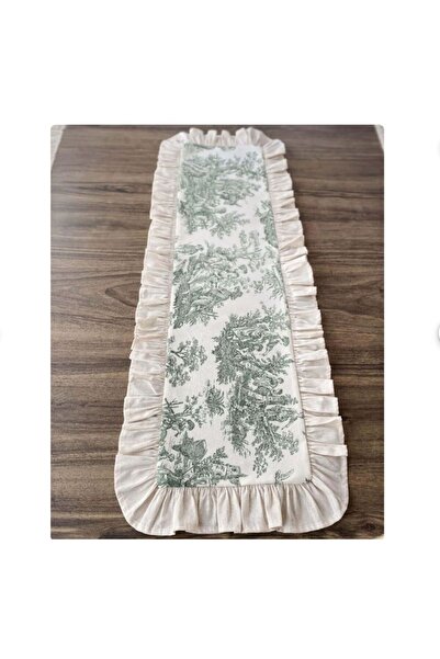 shules collection RUNNER VERDE VINTAGE CU VOLANE DE SOULIȚĂ FRANCEZĂ