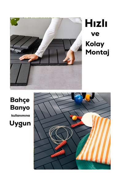 Amentes 1 Adet 33x33 Cm Parke Balkon Banyo Duşakabin Teras Yer Döşemesi Plast...