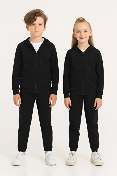 e-çocuk طقم رياضي للأطفال بغطاء للرأس وسحاب للجنسين - 25002