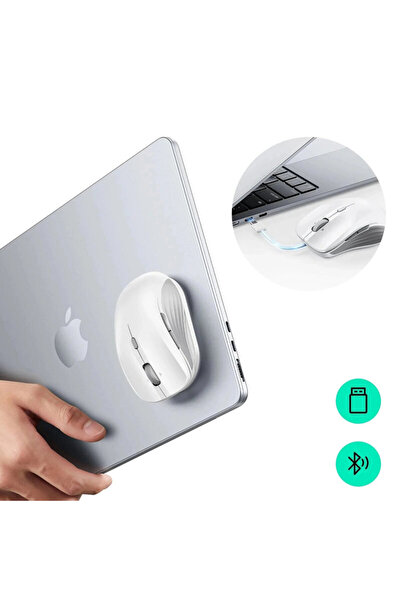 ESR Mouse wireless magnetic pentru laptop ESR, 4800 DPI, alb, 6H002