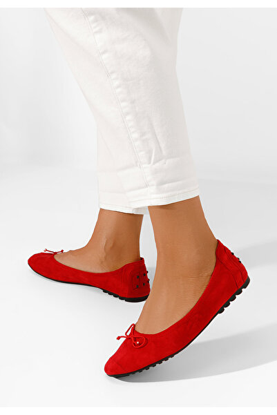 B T Shoes Červené dámské baleríny Amania