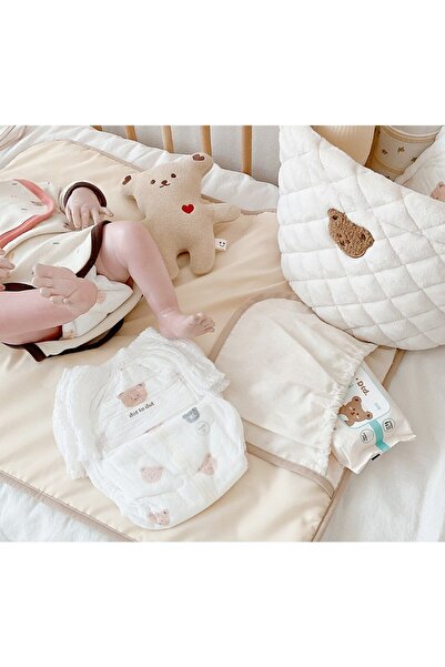 Flippy Multifunctional Blanket for Diaper Changing, Waterproof, Cotton, Portable, Beige Bear Model