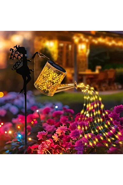 Flippy Garden Ornament - Fairy with Watering Can, Warm White LEDs, 63 cm, Black
