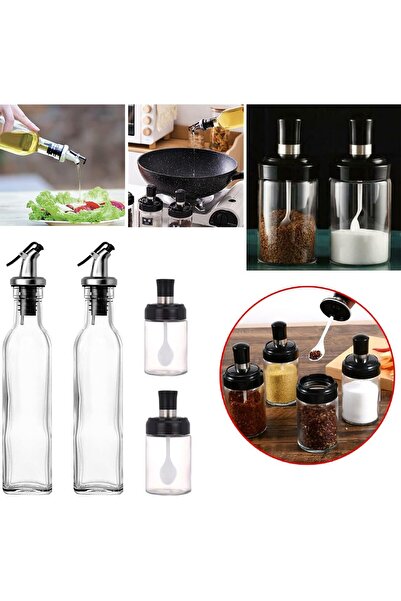 Flippy Μπουκάλια και βάζα ελαιολάδου, Flippy, 500 ml/τεμ., 2 βάζα μπαχαρικών με καπάκι και κουτάλι 120ml/τεμ., Διαφανή