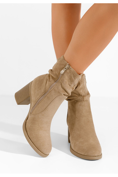 B T Shoes Μποτάκια με χοντρό τακούνι Midelis χακι